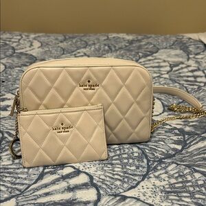 Kate Spade Beige Quilted Crossbody Bag with Pouch